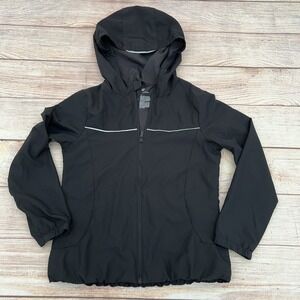 All in Motion Boy's Size M Long Sleeve Hooded Windbreaker Jacket Black